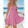 imageMakeMeChic Womens Summer Halter Dress Cut Out Tie Backless Criss Cross Flowy Short Dresses SundressPink