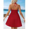 imageMakeMeChic Womens Summer Halter Dress Cut Out Tie Backless Criss Cross Flowy Short Dresses SundressRed
