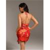 imageMakeMeChic Womens Tie Dye Ring Linked Draped Cut Out Halter Sleeveless Ruffle Mini DressMulticolor