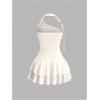 imageMakeMeChic Womens Y2k Halter Mini Dress Backless Ruffle Short Going Out DressApricot