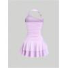 imageMakeMeChic Womens Y2k Halter Mini Dress Backless Ruffle Short Going Out DressLilac Purple