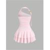 imageMakeMeChic Womens Y2k Halter Mini Dress Backless Ruffle Short Going Out DressPink