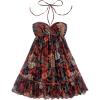 imageMakeMeChic Womens Paisley Print Ruched Halter Mini Dress Ruffle Tiered A Line Boho DressesBlack