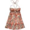 imageMakeMeChic Womens Paisley Print Ruched Halter Mini Dress Ruffle Tiered A Line Boho DressesOrange