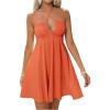 imageMakeMeChic Womens Summer Halter Dress Cut Out Tie Backless Criss Cross Flowy Short Dresses SundressOrange
