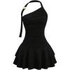 imageMakeMeChic Womens Y2k Halter Mini Dress Backless Ruffle Short Going Out DressBlack