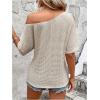 imageMakeMeChic Womens Summer Casual Waffle Knit T Shirt One Shoulder Cut Out Short Sleeve Tee TopsApricot