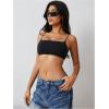 imageMakeMeChic Womens Basic Camisole Top Spaghetti Strap Slim Fit Bralette Summer Crop Tank TopsBlack