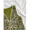 imageMakeMeChic Womens Boho Floral Vests Tie Front V Neck Contrast Binding Sleeveless Outwear Vest TopGreen