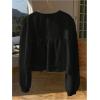 imageMakeMeChic Womens Boho Top Peplum Long Sleeve Shirt Tie Front Crew Neck Summer BlouseBlack