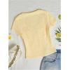 imageMakeMeChic Womens Deep V Neck Tee Shirt Short Sleeve Fitted Going Out Crop TopsYellow