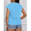 imageMakeMeChic Womens Embroidered Eyelet Tops V Neck Short Sleeve Lace Trim Blouses ShirtsLight Blue