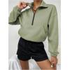 imageMakeMeChic Womens Half Zip Collared Sweatshirts Long Sleeve Drop Shoulder Crop Pullover Top Lime Green Large