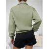 imageMakeMeChic Womens Half Zip Collared Sweatshirts Long Sleeve Drop Shoulder Crop Pullover Top Lime Green Large