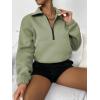 imageMakeMeChic Womens Half Zip Collared Sweatshirts Long Sleeve Drop Shoulder Crop Pullover Top Lime Green Large
