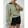 imageMakeMeChic Womens Half Zip Collared Sweatshirts Long Sleeve Drop Shoulder Crop Pullover Top Lime Green Large