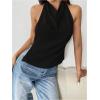 imageMakeMeChic Womens Halter Tops Open Back Sleeveless Satin Dinner Tops Tie Backless Fall ShirtsBlack