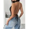 imageMakeMeChic Womens Halter Tops Open Back Sleeveless Satin Dinner Tops Tie Backless Fall ShirtsBlack