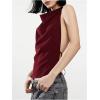 imageMakeMeChic Womens Halter Tops Open Back Sleeveless Satin Dinner Tops Tie Backless Fall ShirtsBurgundy