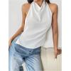 imageMakeMeChic Womens Halter Tops Open Back Sleeveless Satin Dinner Tops Tie Backless Fall ShirtsWhite