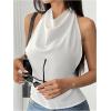 imageMakeMeChic Womens Halter Tops Open Back Sleeveless Satin Dinner Tops Tie Backless Fall ShirtsWhite