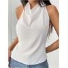 imageMakeMeChic Womens Halter Tops Open Back Sleeveless Satin Dinner Tops Tie Backless Fall ShirtsWhite