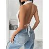 imageMakeMeChic Womens Halter Tops Open Back Sleeveless Satin Dinner Tops Tie Backless Fall ShirtsWhite