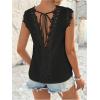 imageMakeMeChic Womens Lace Trim Tops Tie Backless Sleeveless Crew Neck Summer ShirtsBlack