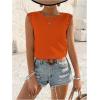 imageMakeMeChic Womens Lace Trim Tops Tie Backless Sleeveless Crew Neck Summer ShirtsOrange
