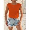 imageMakeMeChic Womens Lace Trim Tops Tie Backless Sleeveless Crew Neck Summer ShirtsOrange