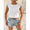 imageMakeMeChic Womens Lace Trim Tops Tie Backless Sleeveless Crew Neck Summer ShirtsWhite