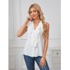 imageMakeMeChic Womens Ruffle Blouse Dressy Tank Tops Summer Sleeveless V Neck Business Work ShirtsWhite