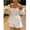 imageMakeMeChic Womens Ruffle Peplum Tops Off The Shoulder Summer Blouse Tube TopWhite