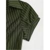 imageMakeMeChic Womens Striped Button Down Shirt Puff Sleeve Collared Fall Work Office Blouse TopArmy Green