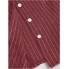 imageMakeMeChic Womens Striped Button Down Shirt Puff Sleeve Collared Fall Work Office Blouse TopRed