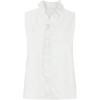 imageMakeMeChic Womens V Neck Blouse Frill Trim Sleeveless Summer Dressy Shirt TopsWhite