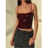 imageMakeMeChic Womens Y2K Sequin Tops Sparkly Beaded Top Glitter Concert Outfits Party Open Back Dressy Crop Tank TopsBurgundy