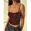 imageMakeMeChic Womens Y2K Sequin Tops Sparkly Beaded Top Glitter Concert Outfits Party Open Back Dressy Crop Tank TopsBurgundy