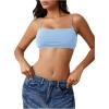 imageMakeMeChic Womens Basic Camisole Top Spaghetti Strap Slim Fit Bralette Summer Crop Tank TopsBlue