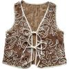 imageMakeMeChic Womens Boho Floral Vests Tie Front V Neck Contrast Binding Sleeveless Outwear Vest TopBrown