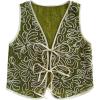 imageMakeMeChic Womens Boho Floral Vests Tie Front V Neck Contrast Binding Sleeveless Outwear Vest TopGreen