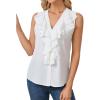 imageMakeMeChic Womens Ruffle Blouse Dressy Tank Tops Summer Sleeveless V Neck Business Work ShirtsWhite