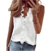 imageMakeMeChic Womens V Neck Blouse Frill Trim Sleeveless Summer Dressy Shirt TopsWhite