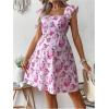 imageMakeMeChic Womens Maternity Dress Floral Ruffle Sleeve Tie Back A Line Pregnancy Mini DressesPink