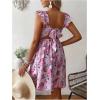 imageMakeMeChic Womens Maternity Dress Floral Ruffle Sleeve Tie Back A Line Pregnancy Mini DressesPink