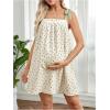 imageMakeMeChic Womens Maternity Dress Floral Tie Shoulder Sleeveless Pregnancy DressesApricot