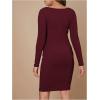 imageMakeMeChic Womens Maternity Dress Ribbed Knit V Neck Knot Front Long Sleeve Short Pregnancy DressesBurgundy