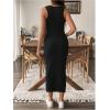 imageMakeMeChic Womens Maternity Dress Sleeveless Pregnancy Tank Crew Neck Casual Bodycon Maxi DressesBlack