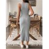 imageMakeMeChic Womens Maternity Dress Sleeveless Pregnancy Tank Crew Neck Casual Bodycon Maxi DressesGrey