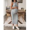 imageMakeMeChic Womens Maternity Dress Sleeveless Pregnancy Tank Crew Neck Casual Bodycon Maxi DressesGrey